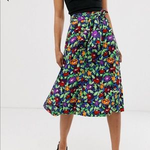 Monki midi skirt with tie waist
